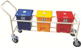 Foot Operated 3 Color Biomedical Waste Bin Trolley